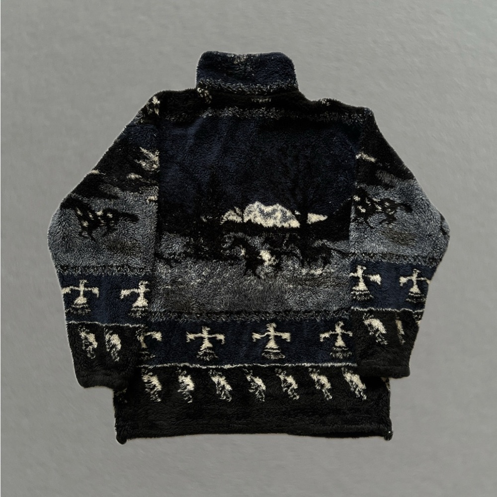 Vintage 90’s Black Mountain Outdoor Western Design Zip Up Fleece Jacket. Size S. - Picture 3 of 5